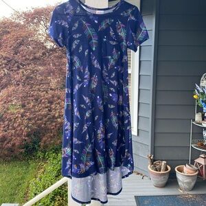 LulaRoe midi hi-low feather dress, size xxs.